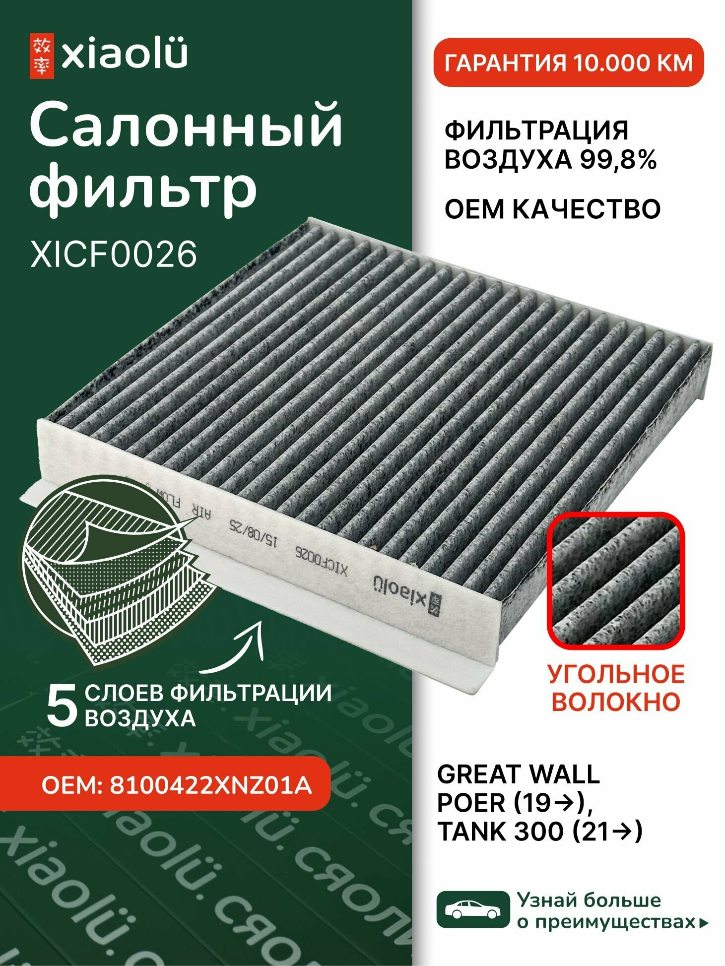Фильтр салонный угольный GREAT WALL POER (19 ), TANK 300 (21 )