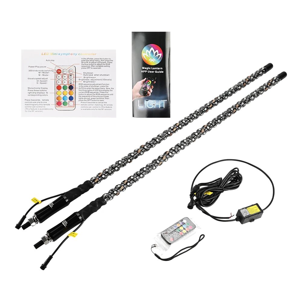 Светодиодные RGB-фонари 3FT UTV для UTV, ATV, лодок, грузовиков, совместимые с Can-Am Maverick X3/R, CF-Moto Z-Force 800/1000, подходят для дуг безопасности 1.5-2.0 дюйма