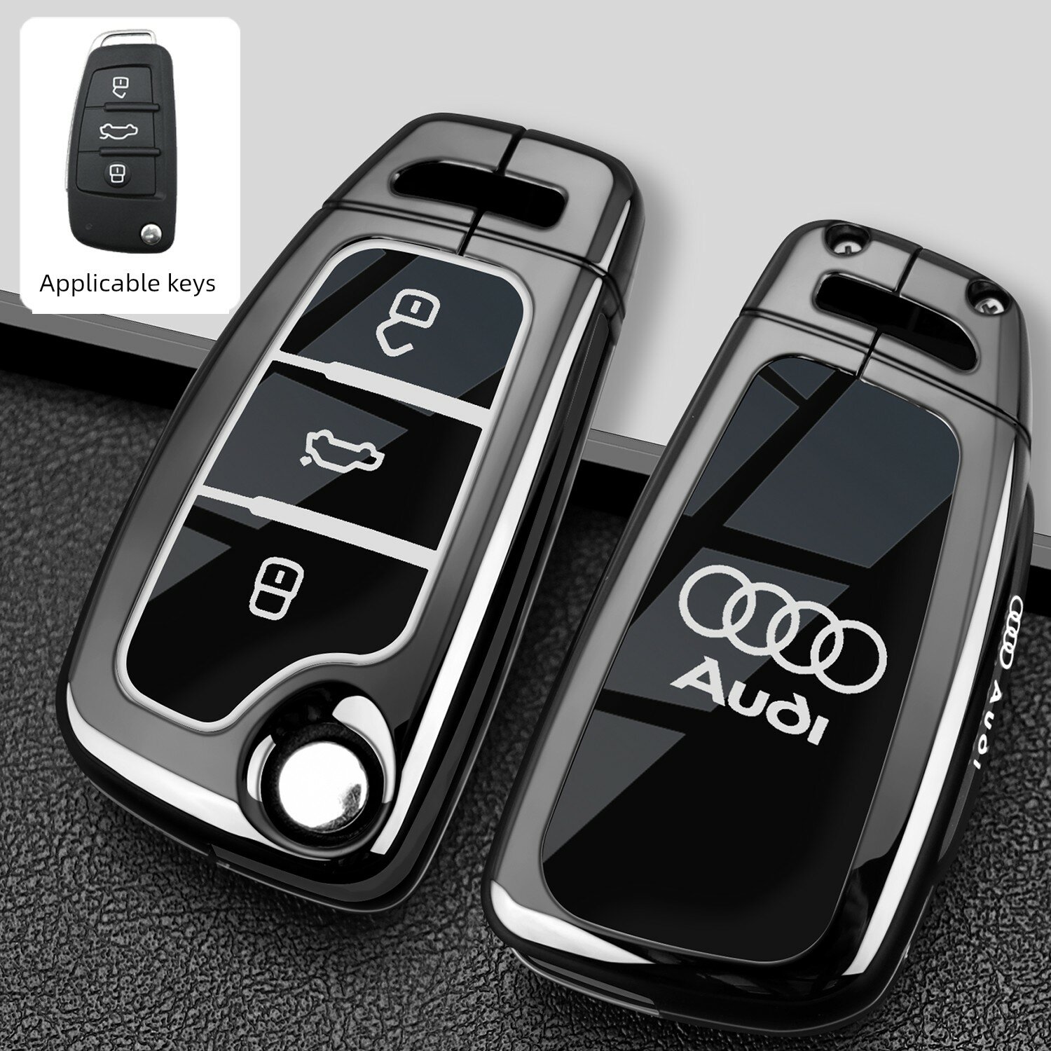 Оригинальный чехол для брелока Audi Стиль D Складной Одиночная оболочка Черный, Новая коллекция 2025