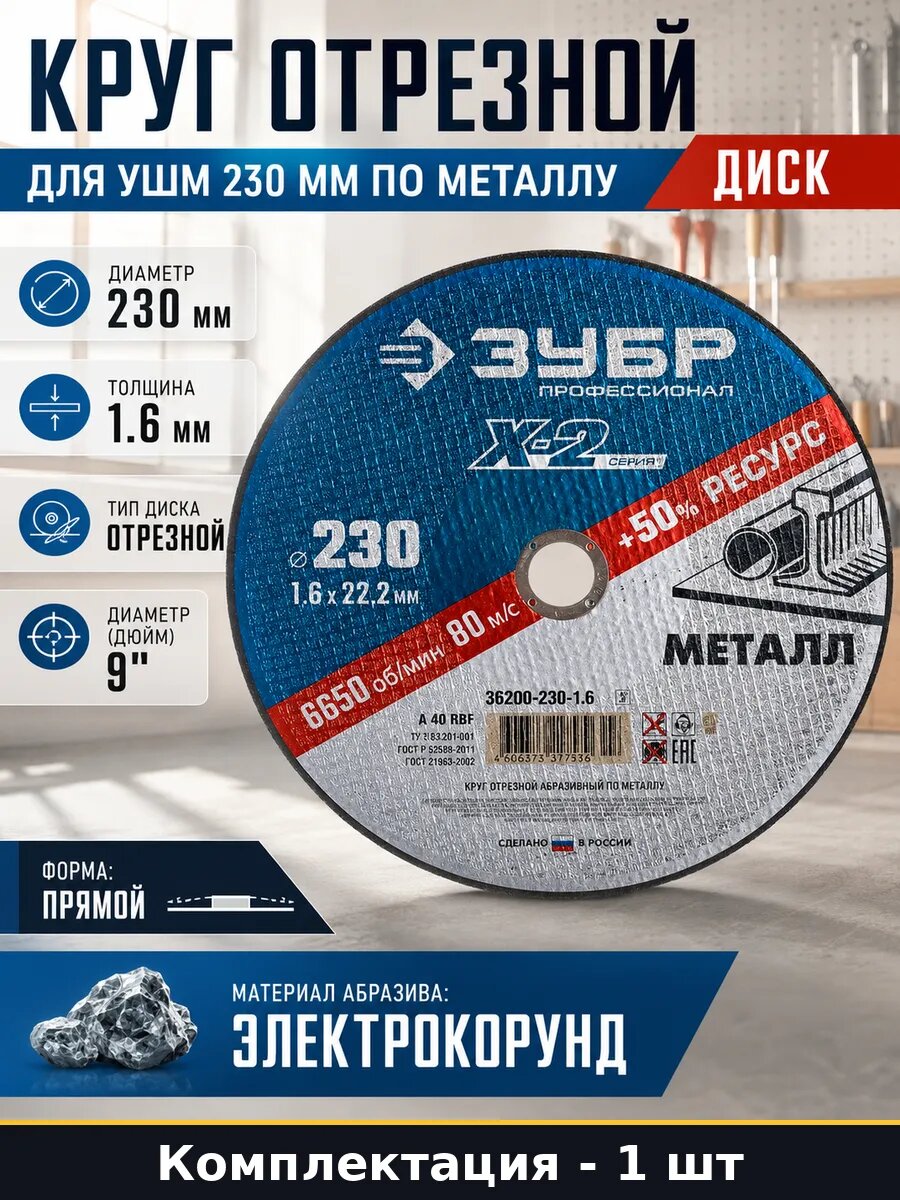 Круг отрезной для УШМ 230 мм по металлу диск 1 штука