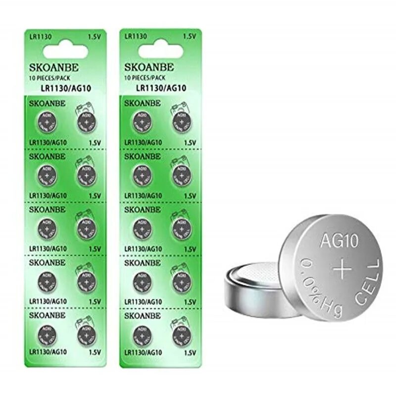 SKOANBE LR54/LR1130/ AG10 Батарея пуговицы 1,5 В, 20шт