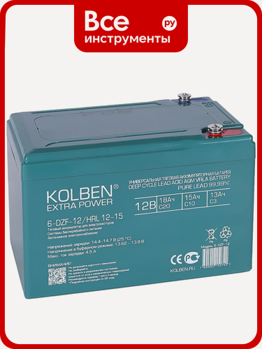 Изображение товара Аккумулятор тяговый KOLBEN 6-DZF-12 12В 14Ач C5 151x100x99 мм 6-DZF-12_HRL-12-15