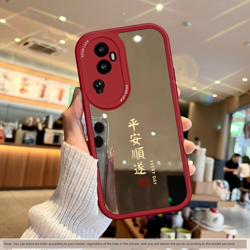Чехол для OPPO Reno 9 Pro+ с зеркалом, красный, полная защита, мягкий силикон, защита от падений