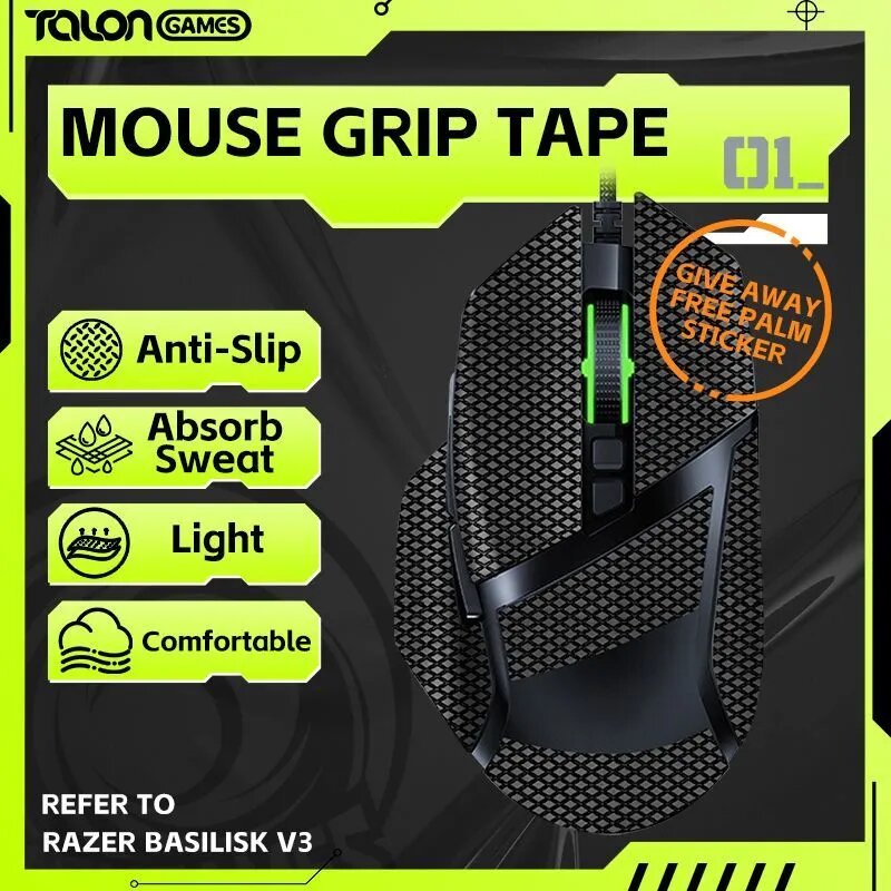 Грипсы для мыши Razer Basilisk V3 Pro Wireless / Противоскользящие накладки для игровой мыши / TALONGAMES