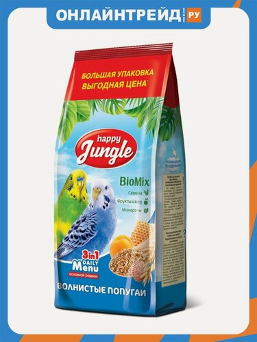 Изображение товара Корм Happy Jungle для волнистых попугаев, 900 г