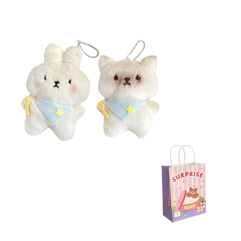 Плюшевая подвеска унисекс KUNYACHONG Милый Кот Заяц Пищащая Подвеска, Bunny+Kitten, 8.5CM EU