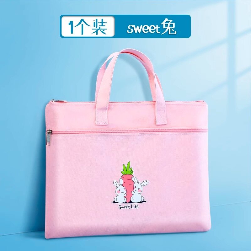 Сумка-тоут с рисунком свит-кролика в розовом цвете, вместимость для А4, идеально для студентов и беременных
