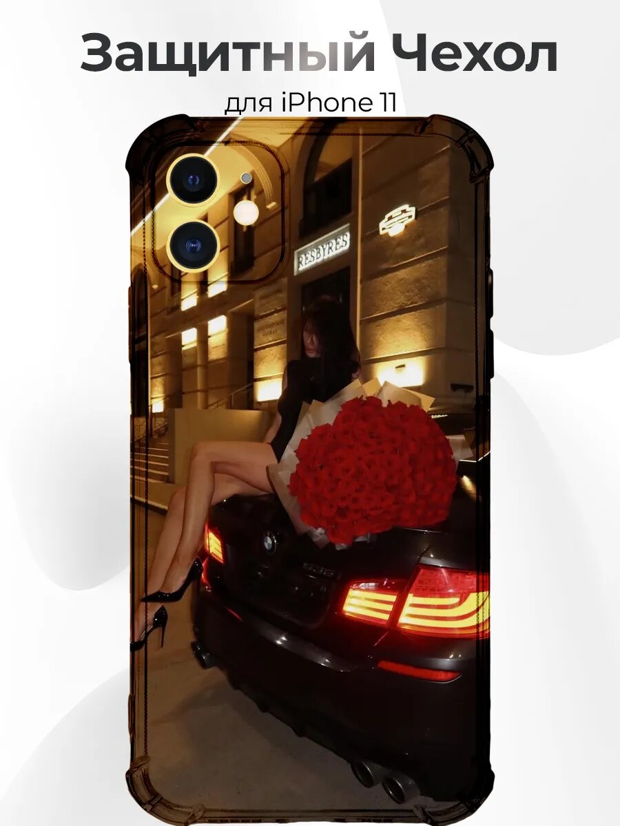 Чехол для iPhone 11 BMW M5 F10 с розами