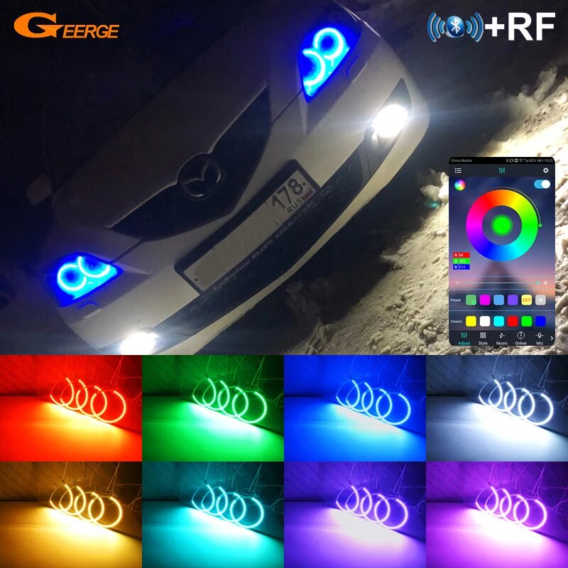 Для Mazda 3-скоростной Mazdaspeed BK 2007 2008 2009 BT App RF Пульт дистанционного управления Многоцветный ультра яркий RGB светодиодный ангельские глазки Halo Rings