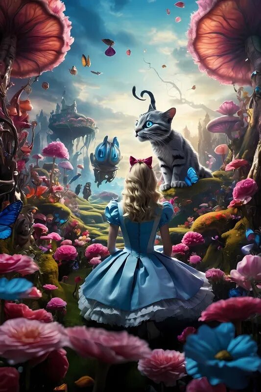 Деревянные пазлы 1000 элементов, подарочная упаковка,50x75cm, Alice in Wonderland/Алиса в стране чудес, подарочный набор для взрослых, продвинутый уровень сборки 5-10.