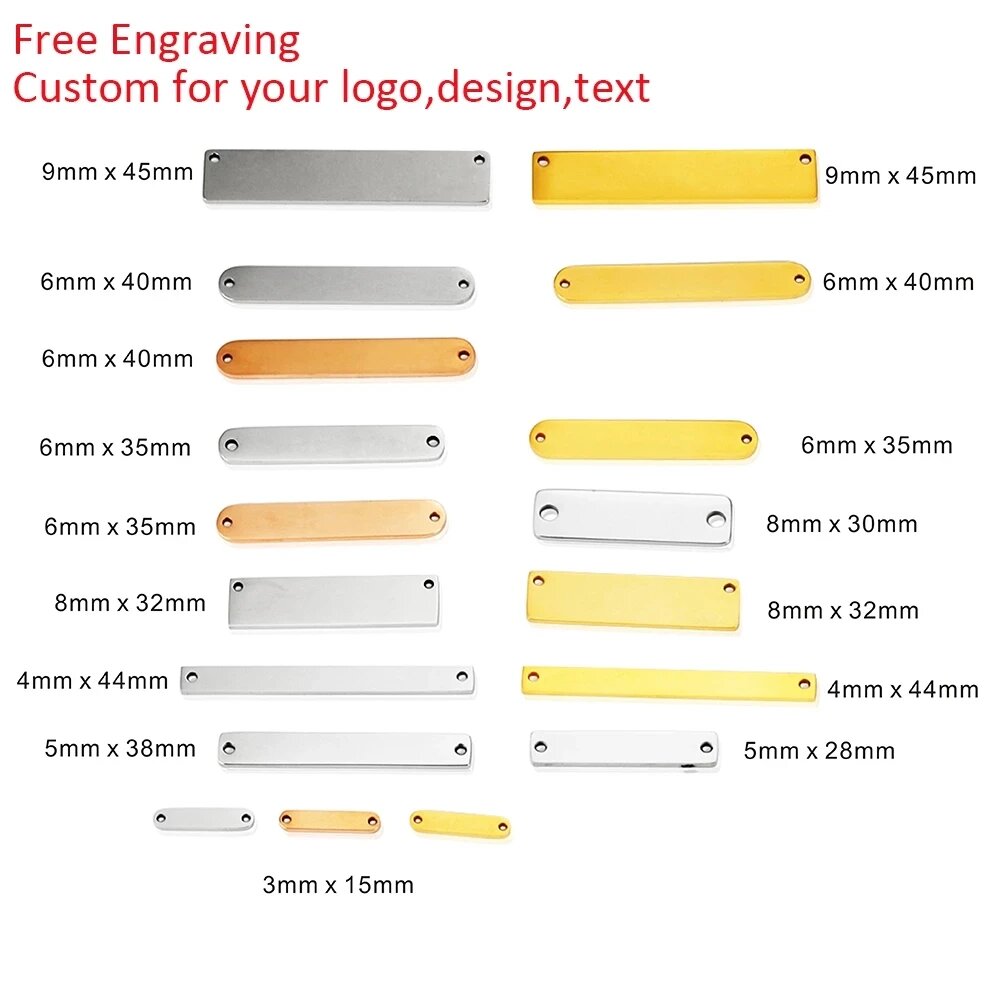 Набор подвесок из нержавеющей стали 50шт, gold color, engrave design