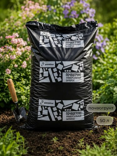 Изображение товара Почвогрунт Germina SAPROPEAT 50л, гуматизированный, универсальный, 50 л