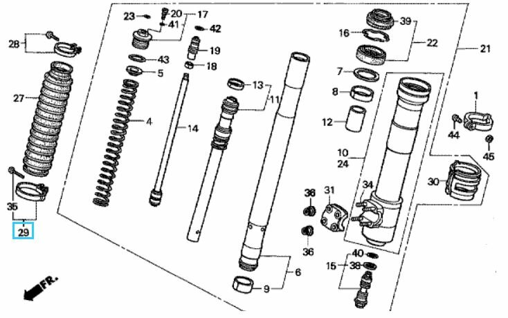Стяжной хомут нижний (SHOWA); Артикул Honda: 51613MK2003 (Оригинал)