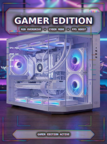 Изображение товара Компактный игровой корпус mATX Eurocase 2771 WH, с вентиляторами 3x120 ARGB PWM, аквариум, 420 мм видеокарта, белый