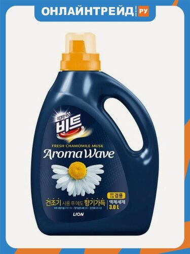 Изображение товара Гель для стирки Lion BEAT AROMA Wave Свежая ромашка, концентрированный, 3 л