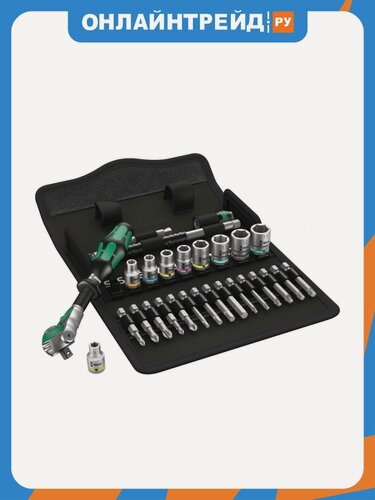 Изображение товара Набор инструментов Wera 8100 SA 6 Zyklop Speed с трещоткой, привод 1/4", метрический, 28 предметов, WE-004016