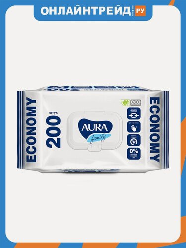 Изображение товара Влажные салфетки Aura Family big-pac, с крышкой, 200 шт