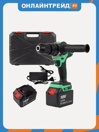 Изображение товара Дрель-шуруповерт аккумуляторная Zitrek Green Impact 18V, ударная, 18В, 2x6Ач (063-4046)