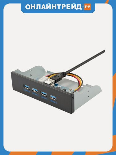 Изображение товара Планка Gembird USB 3.0 на переднюю панель 5.25" , 4xUSB-A 3.0