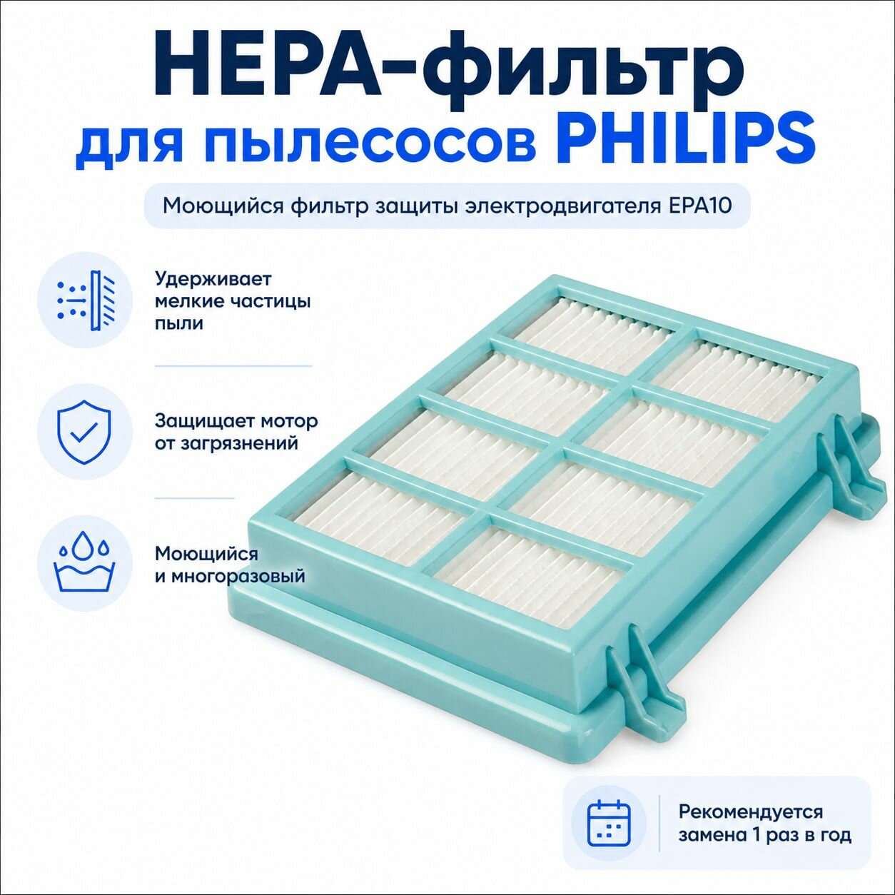 HEPA-фильтр для пылесосов PHILIPS PowerPro Compact/PowerPro City: FC9515