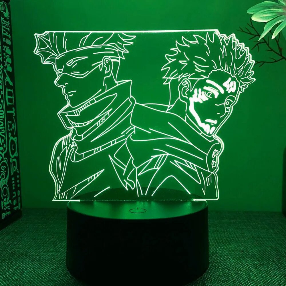 Ночник 3D эффект детский светильник Jujutsu Kaisen подарок 7 цветов свечения, черный/светло-синий — фото 1