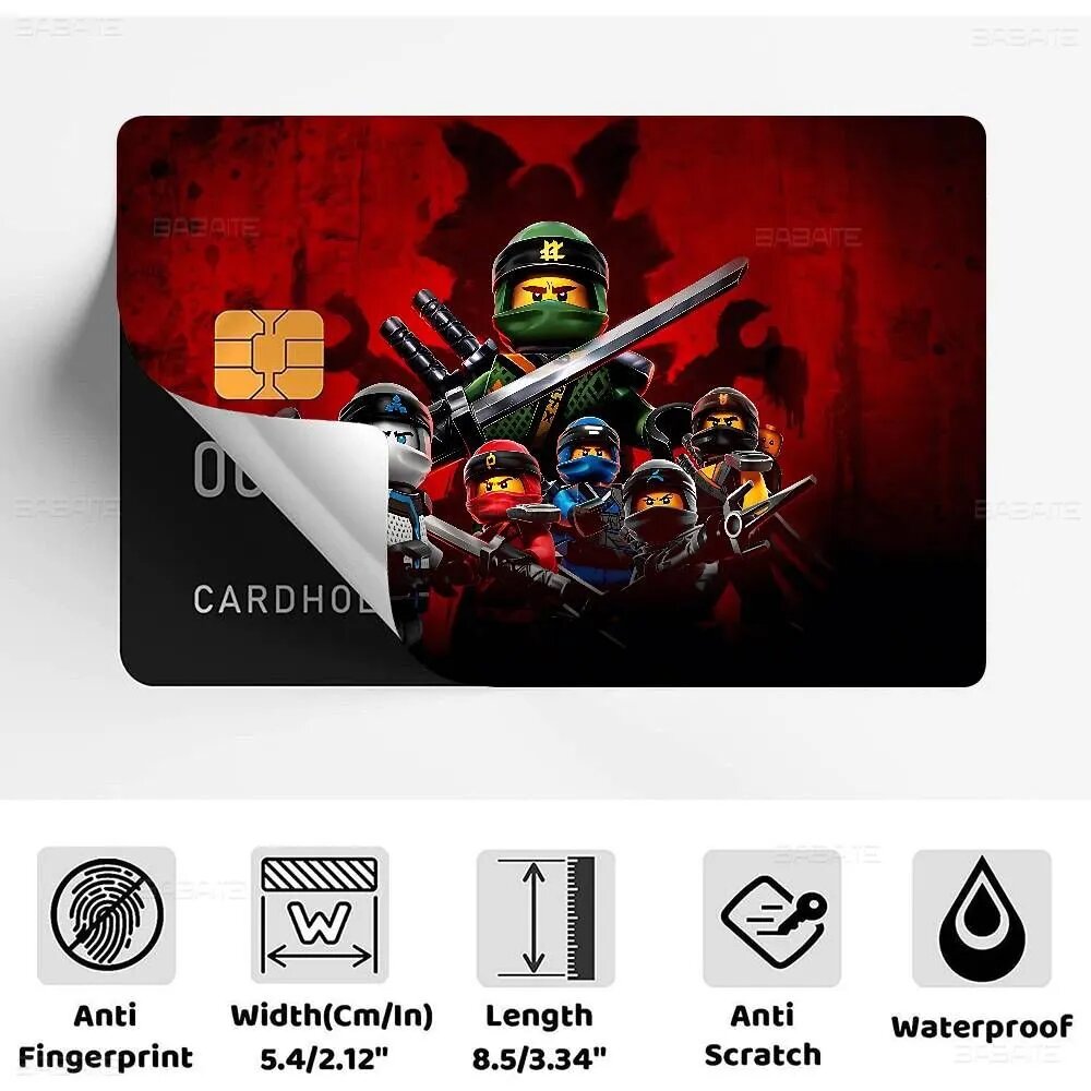 Ninjago Ниндзяго Наклейка на банковскую карту, глянцевая защитная стойкая к стиранию