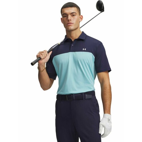фото Поло спортивное under armour ua t2g colorblock polo, размер md, голубой