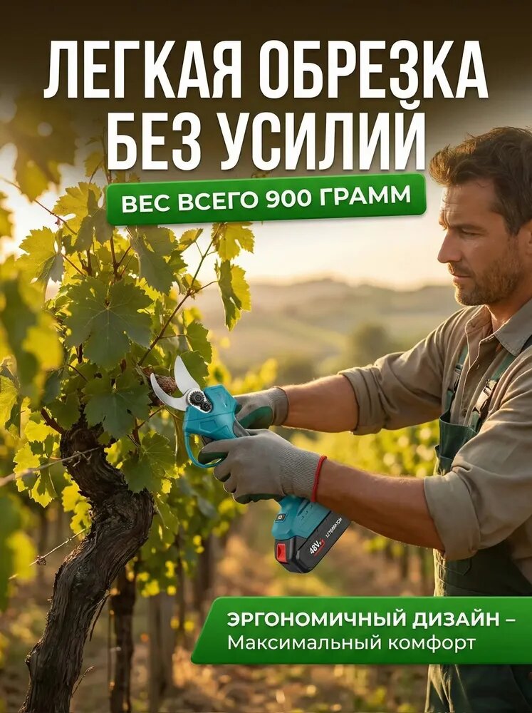 Аккумуляторный кусторез с двусторонним ножом, макс. диаметр реза 40 мм, 48 — фото 1