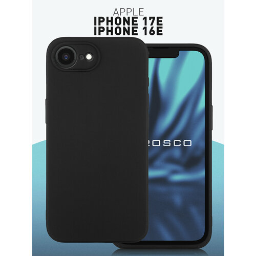 фото Матовый силиконовый чехол rosco на apple iphone 16e (айфон 16е), тонкий, черный