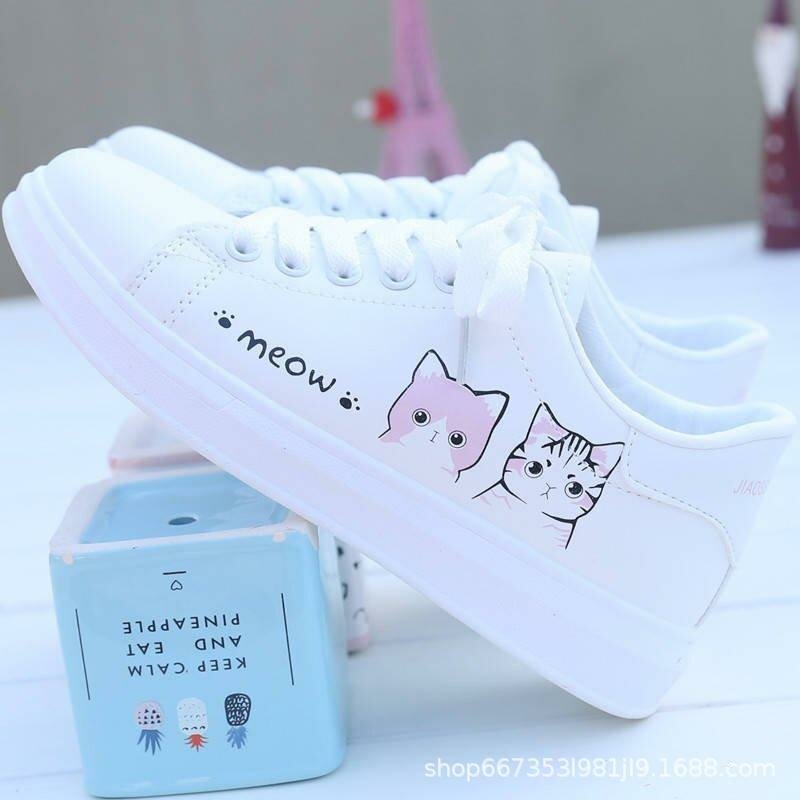 JYL Белые кеды женские Весна Ученики Легкость Ткань из хлопка/Pink