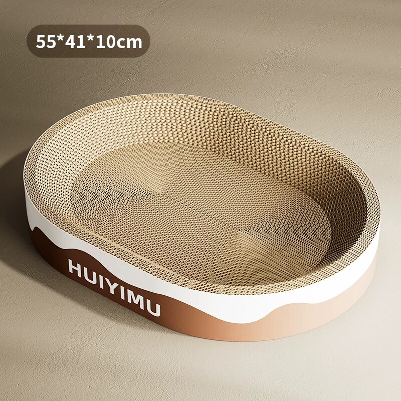 HYM Овальная когтеточная лежанка с котовой мятой, 55x41x10см для кошек до 25 фунтов (11,3 кг) - прочный картон