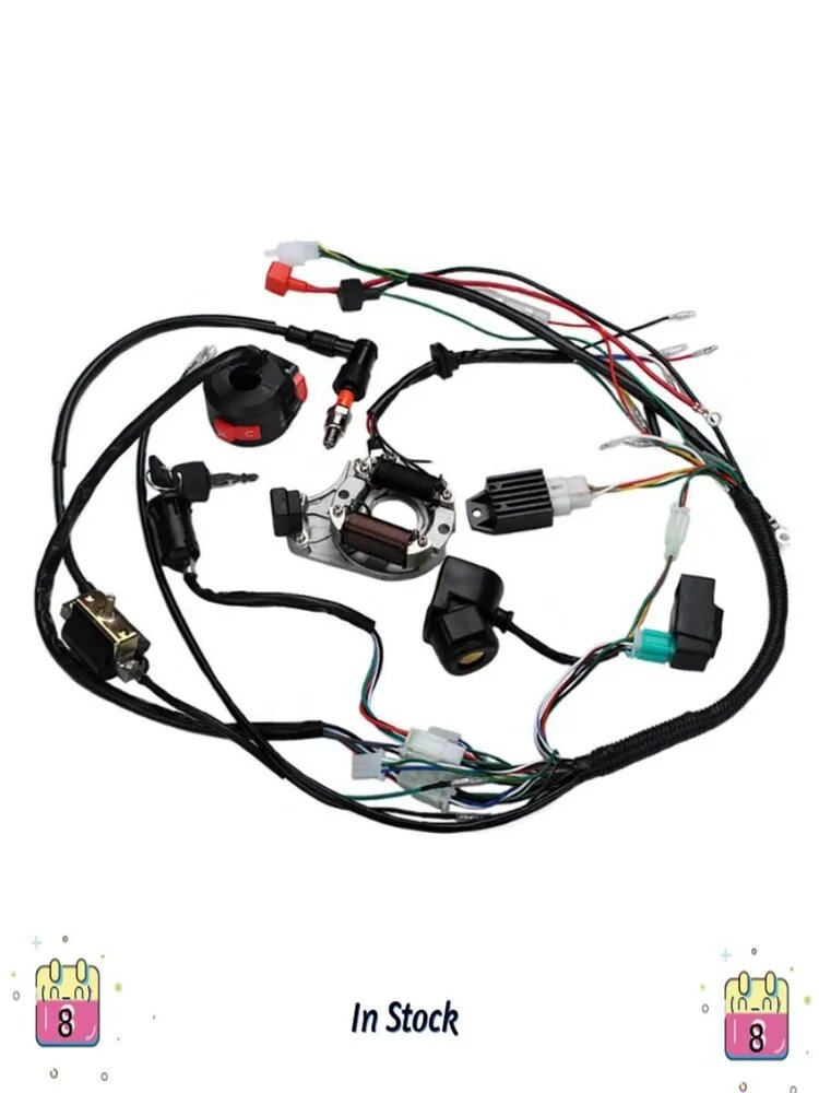 Для Мотоцикла ATV Quad Pit Bike 50 70 90 110 125Cc Полный Комплект Электрики Жгут Проводов CDI STATOR Аксессуары