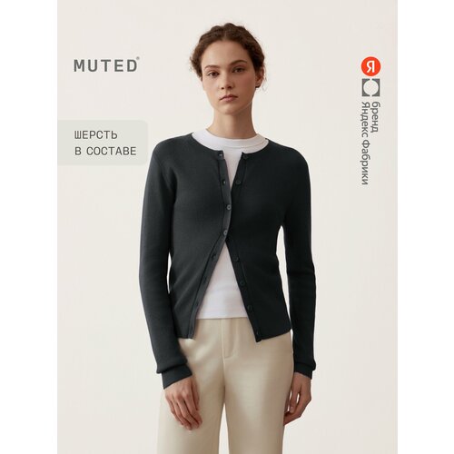 фото Кардиган muted из хлопка с шерстью, размер xl, темно-серый