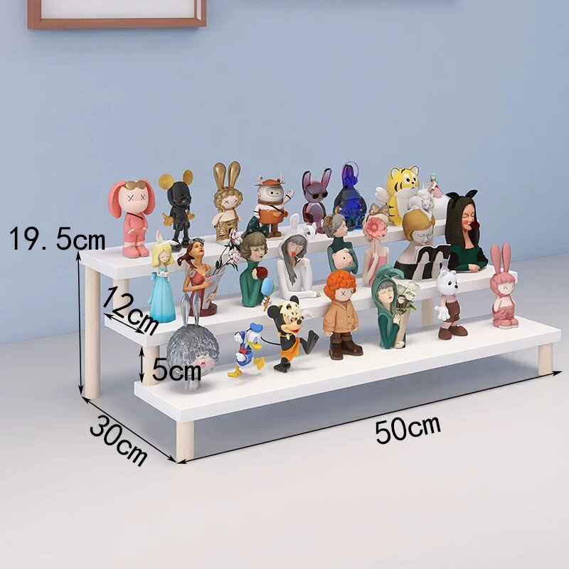 3-ярусная деревянная настольная стойка для хранения и декора, 50x12x19.8 см, натуральная древесина, универсальное