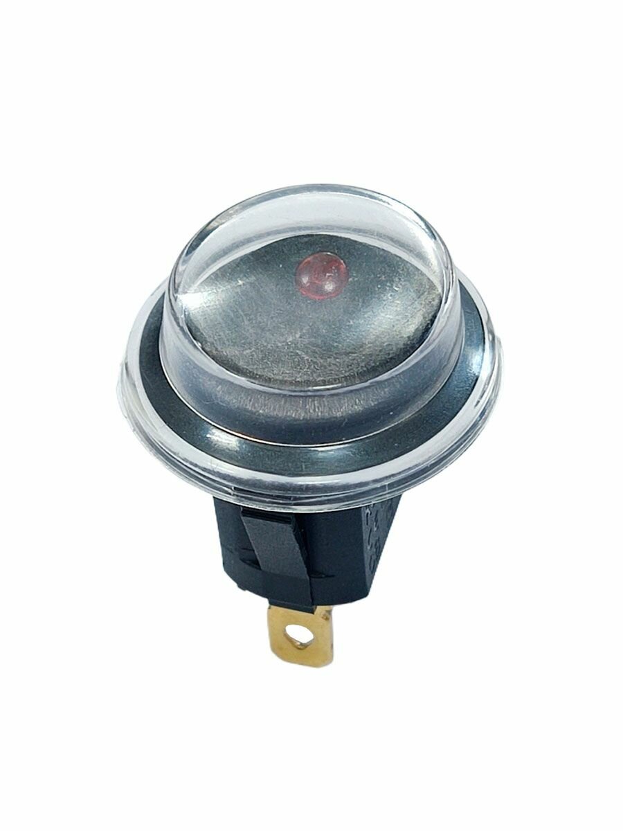 Кнопка, круглый переключатель ON-OFF KCD1 20А 12V DC 3Pin черный выключатель с красной линзой