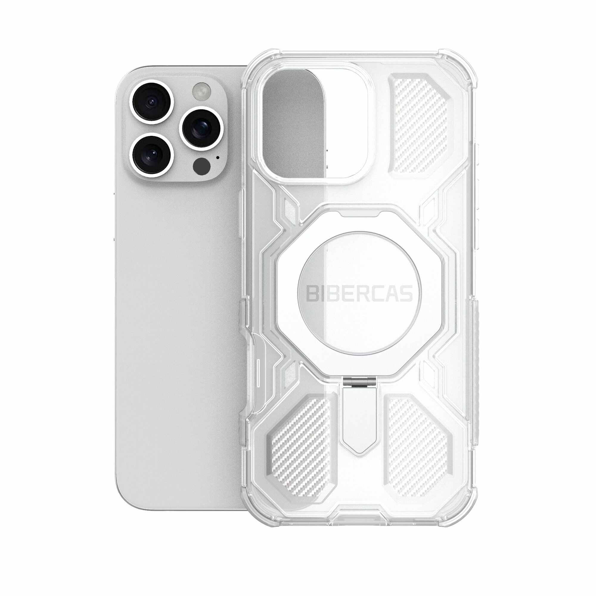 Защитный чехол Versa Сlear Stand Case для iPhone 16 Pro Max (белый)