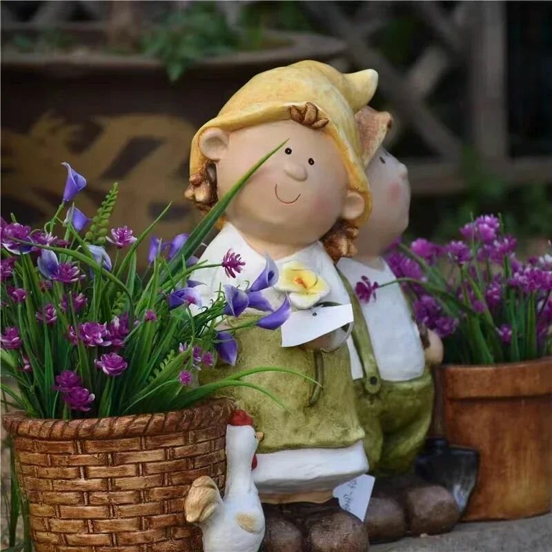 Вазон 30 см, 1 шт, цвет белый, зеленый, Кашпо для цветов, Полирезин