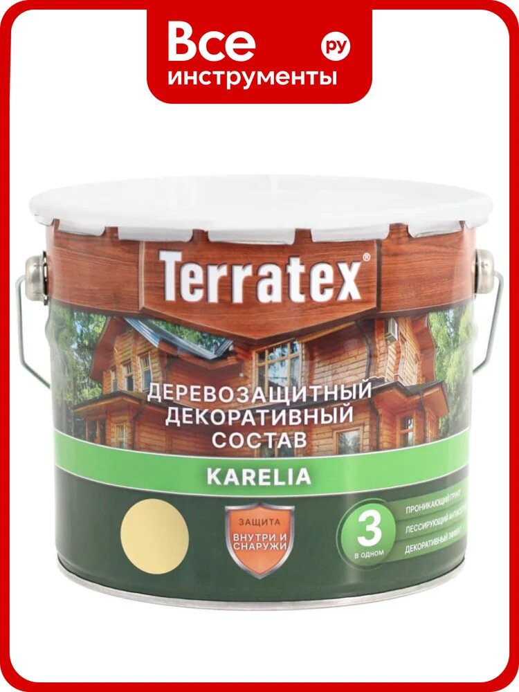 Деревозащитный декоративный состав терратекс сосна, 2.25 кг, 3 л ЭК000137005