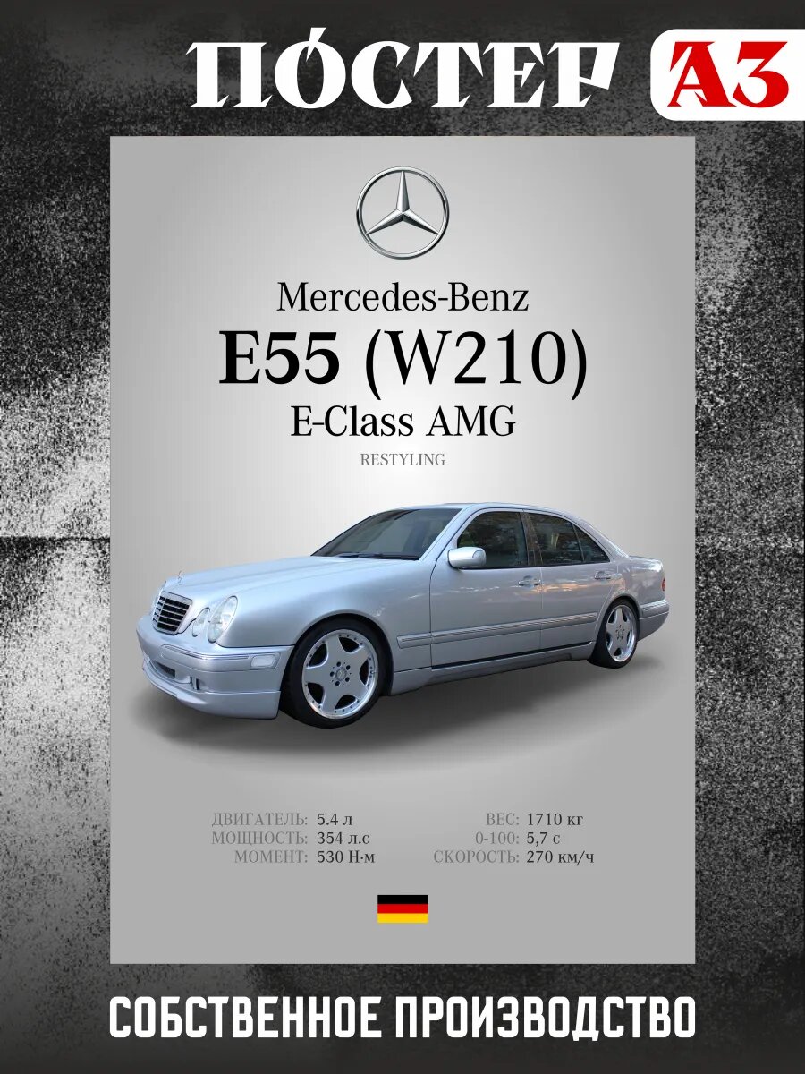 Постер на стену интерьерный А3 Mercedes-Benz E55 W210 АМГ