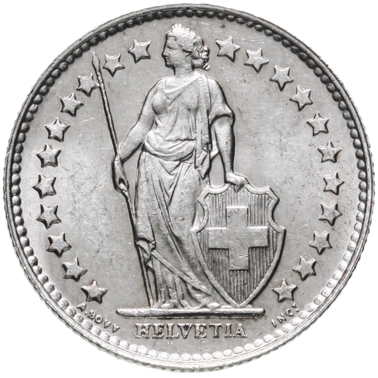 Швейцария 1/2 франка 1875-1967 гг сохранность AU/UNC со штемпельным блеском [серебро 835 пробы 2 5 г], Серебро 835, в сохранности AU-UNC