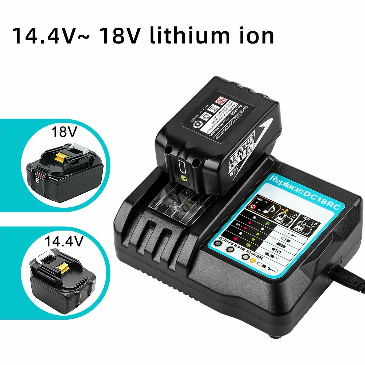 Зарядное устройство для Makit 14.4V 18V EU Plug 3A для BL1415 BL1420 BL1815 BL1820 BL1830 BL1840 BL1850 BL1845 BL1860B батарея