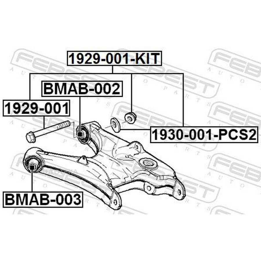 Болт эксцентрик BMW 3 E90 LCI 2007-2011 FEBEST 1929001KIT