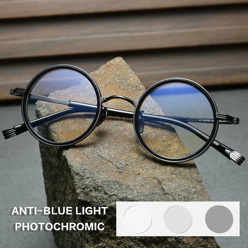 Lumivcet Oчки для чтения Ultra Light мужские круглые фотохромные C4 Photochromic, 0(NO BLUE LIGHT)