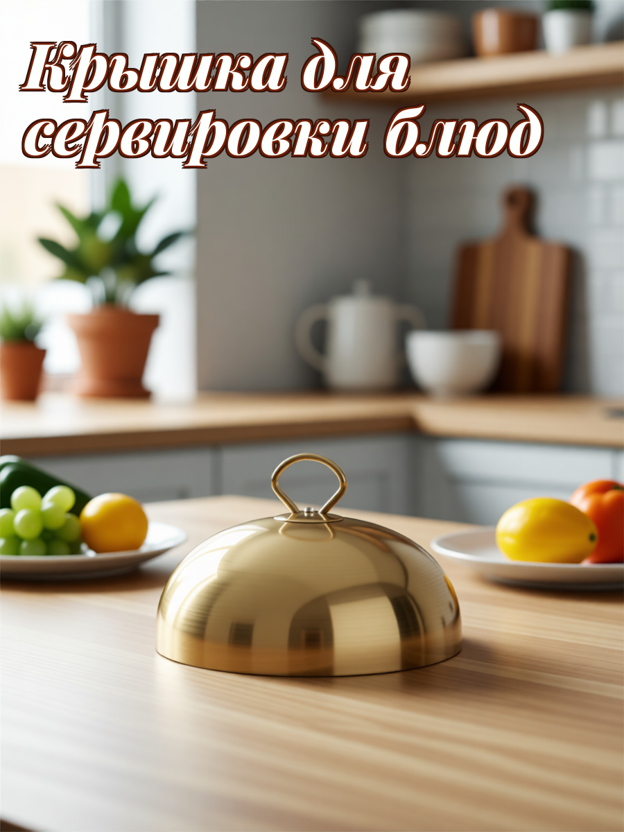 Золотой Купол Для Еды Из Нержавеющей Стали 22.5X10Cm Защита От Жира Творческий Дизайн Долговечный И Прочный
