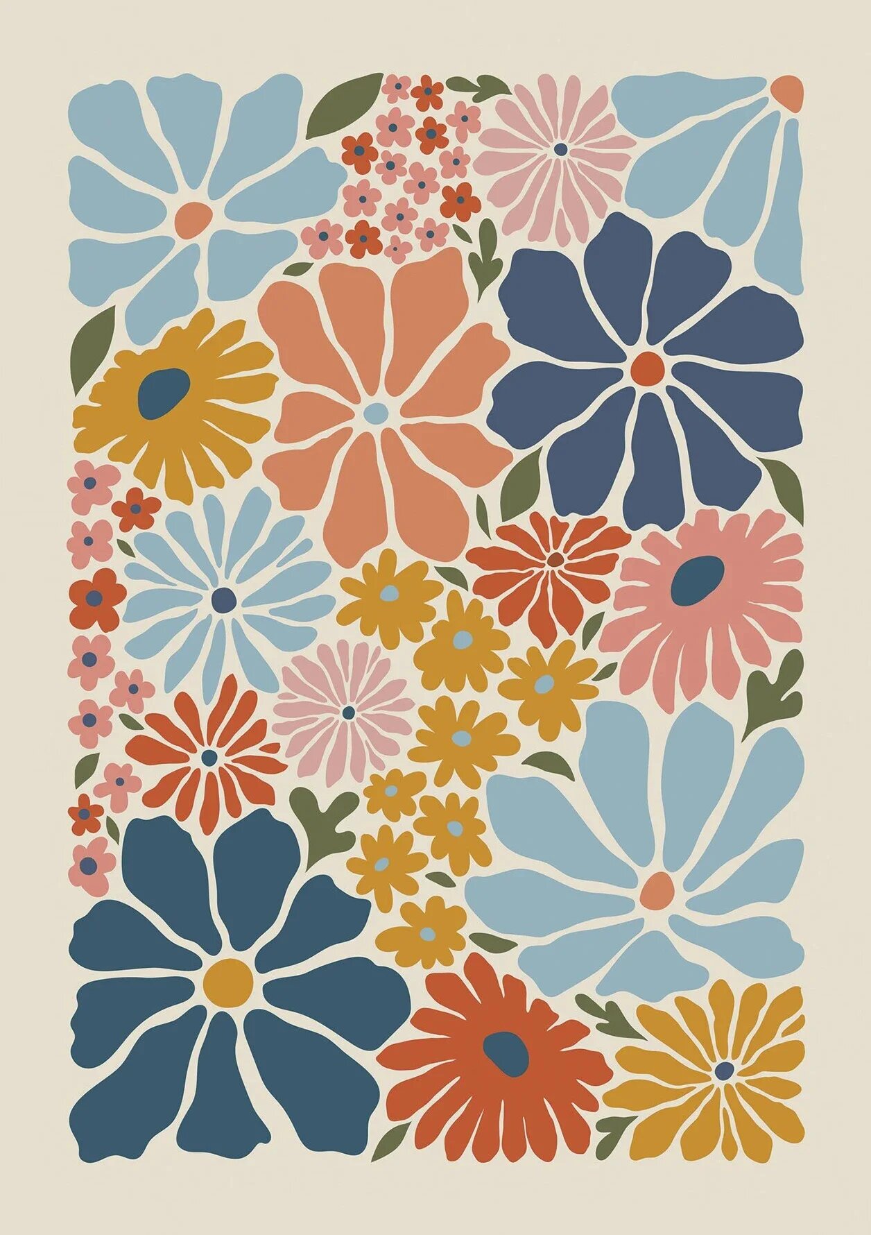 Абстрактный цветочный постер на холсте CT1023-1, 50x70cm Unframed