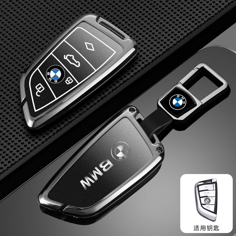 Кейс для ключа BMW с 4 кнопками дизайн ромб черно-серый градиент одиночный корпус с зажимом под модели X1 5 и 7
