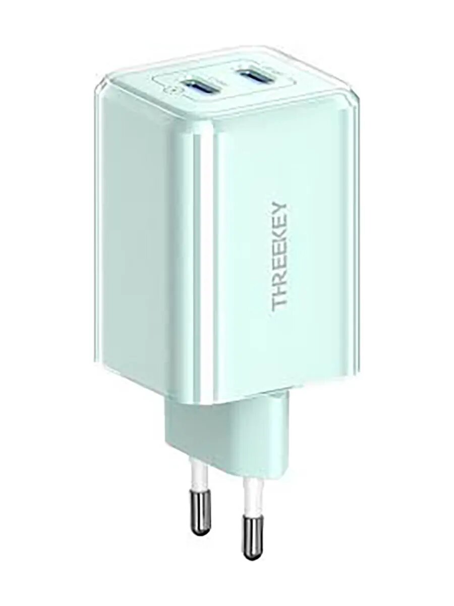Сетевое зарядное устройство THREEKEY TK-111 GaN USB-C (35W) 2C, цвет зеленый