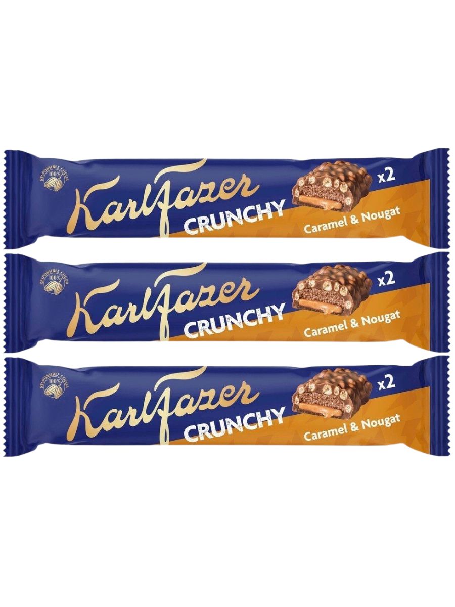 Шоколадные батончики KarlFazer Crunchy, 3шт по 55г
