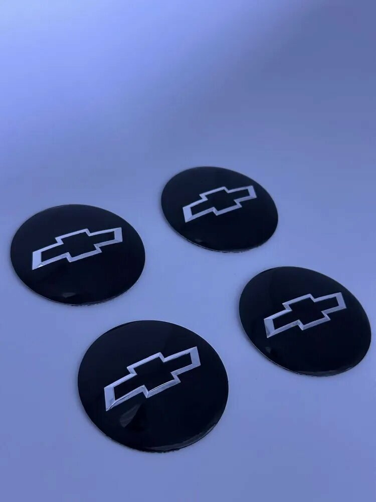 Наклейки на колесные диски Chevrolet Алюминий 65мм Черная