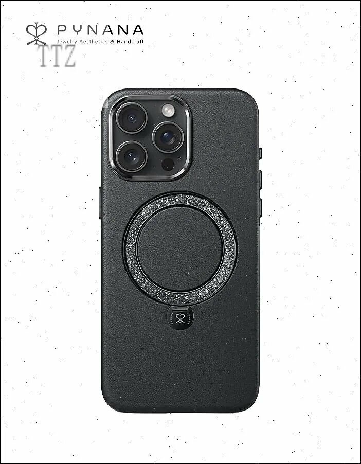 Чехол PYNANA IPhone 15 PRO кожа, австрийский хрусталь